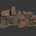 Natural Cave Entrance With Rocky Walls Green Vines And Stone Path