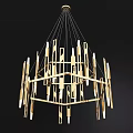 Modern Gold Geometric Chandelier With Elegant Linear Hanging Design And Stylish Light Elements