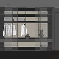 Modern Grid Partition Interior With Hanging Clothes Shelves And Decor Items