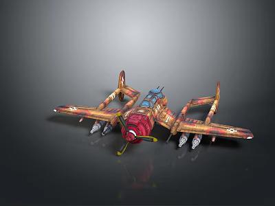 Vintage Biplane Model With Retro Military Design And Colorful Paint Details 3d model