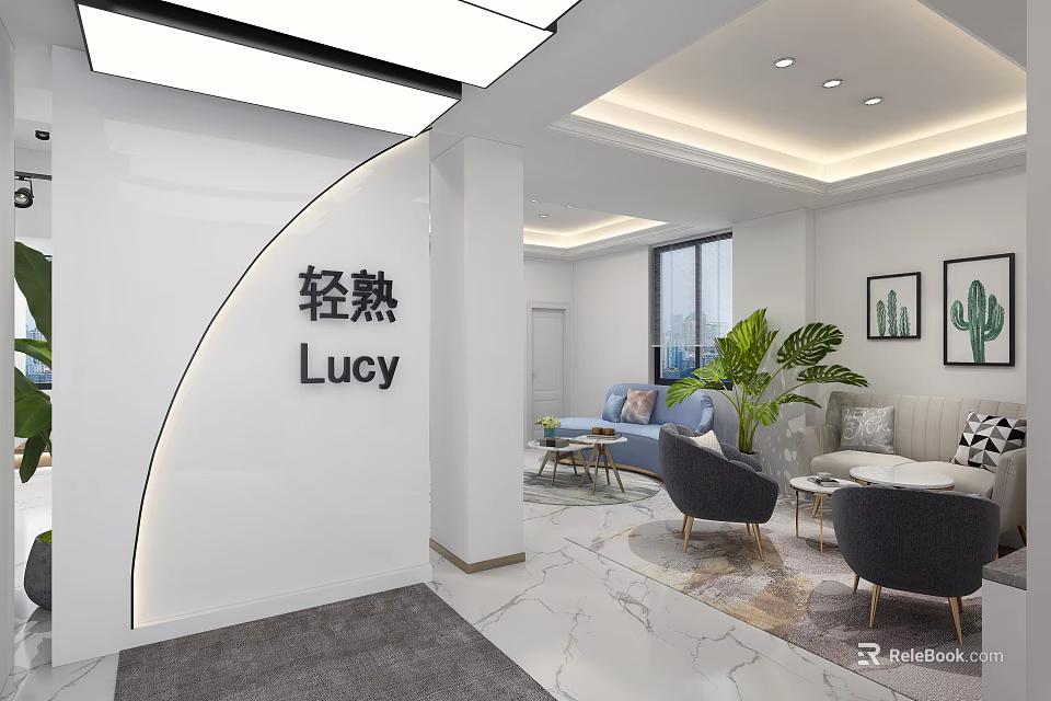 Lucy Bridal Shop Modern Elegant Interior With Comfortable Seating Green Plants And Bright Windows 3d model 