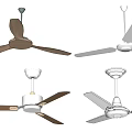Various Modern Air Conditioner Fans With Different Blade Styles And Colors