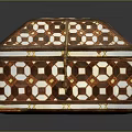 Decorative Storage Box With Geometric Pattern Red White Gold Design And Lock