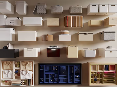 Various Stylish Storage Baskets For Home Organizing And Decluttering Spaces 3d model