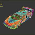 Red And Gray High Performance Race Car With Streamlined Body And Large Rear Wing
