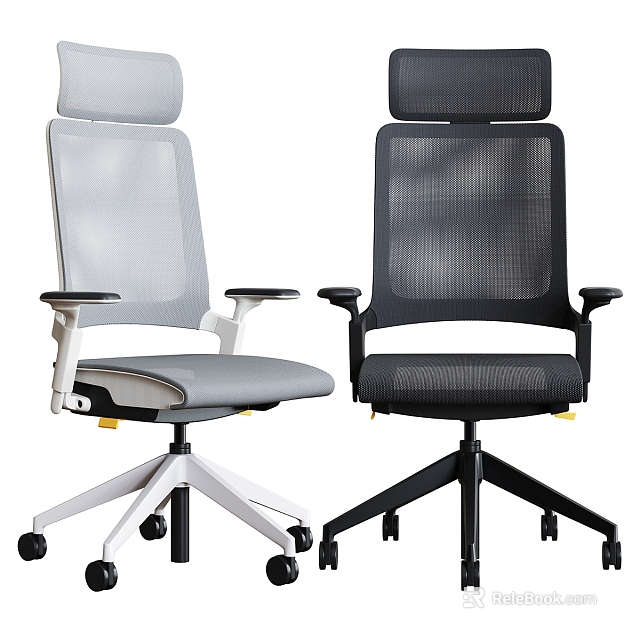 Modern Gray And Black Mesh Office Chair With Ergonomic Design And Wheels 3d model 
