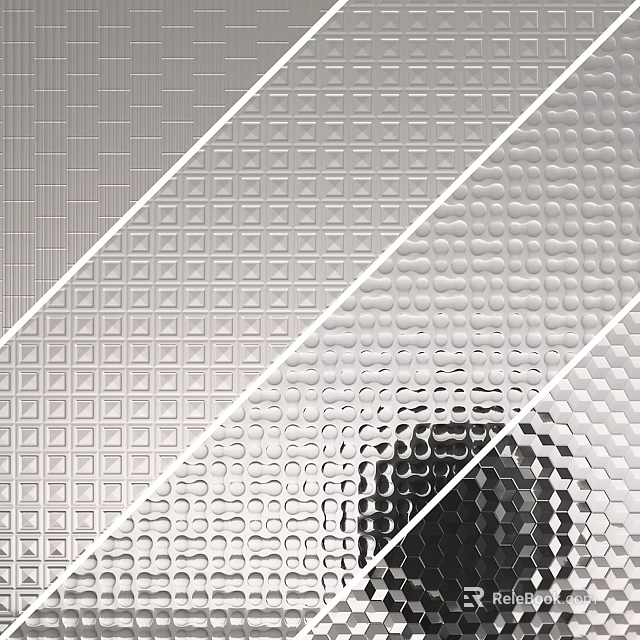 Modern Decorative Partition Design With Textured Metal Grid And Hexagonal Patterns 3d model 