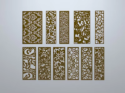 Chinese-style window grilles line silhouette pane window sill border engraved window edge strip construction 3d model