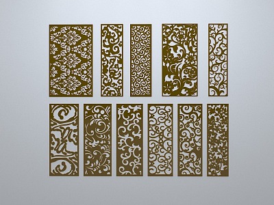 Chinese-style window grilles line silhouette pane window sill border engraved window edge strip construction 3d model