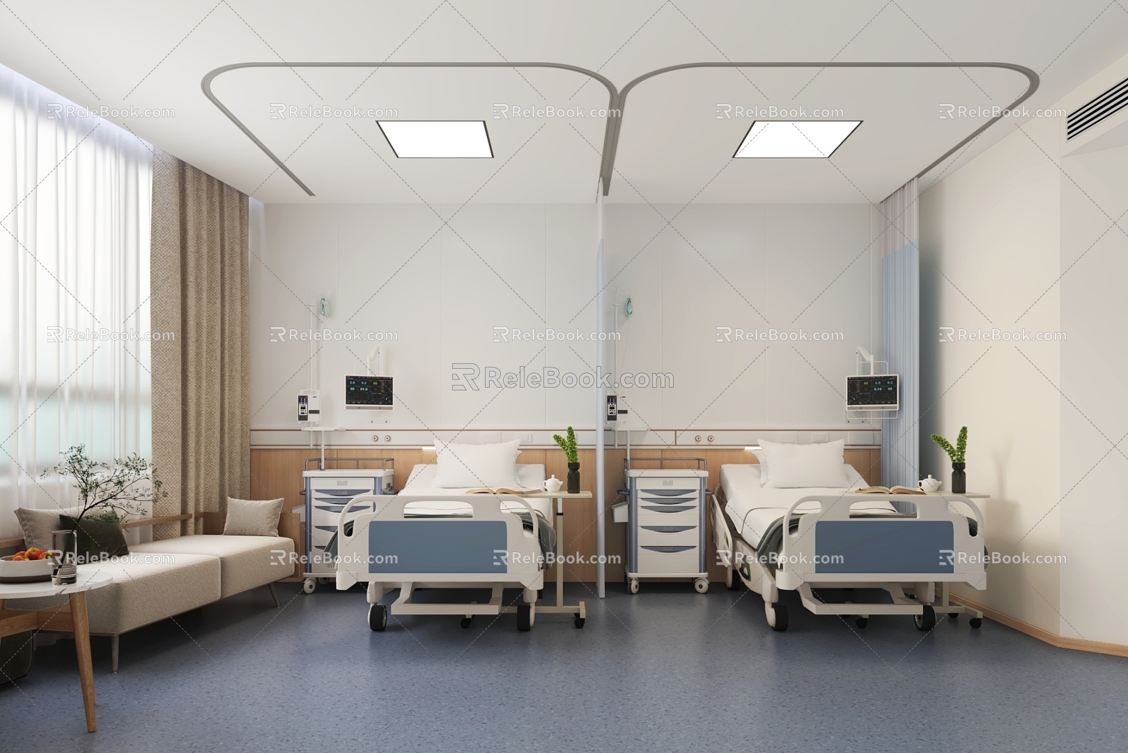 hospital double ward 3d model