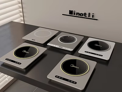 Modern Induction Cooktops From MinotLi And Midea On Kitchen Countertop 3d model