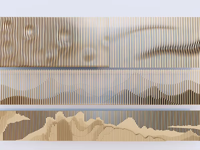 Modern Room Divider With Striped Patterns And Layered Geometric Design 3d model