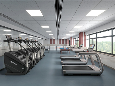 Modern Gym Staff Fitness Room 3d model