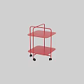 Red Two Tier Rolling Storage Shelf With Wheels For Home Organization