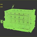 Detailed Multi Story Brick Building Model with Decorative Windows and Flying Bird on Roof
