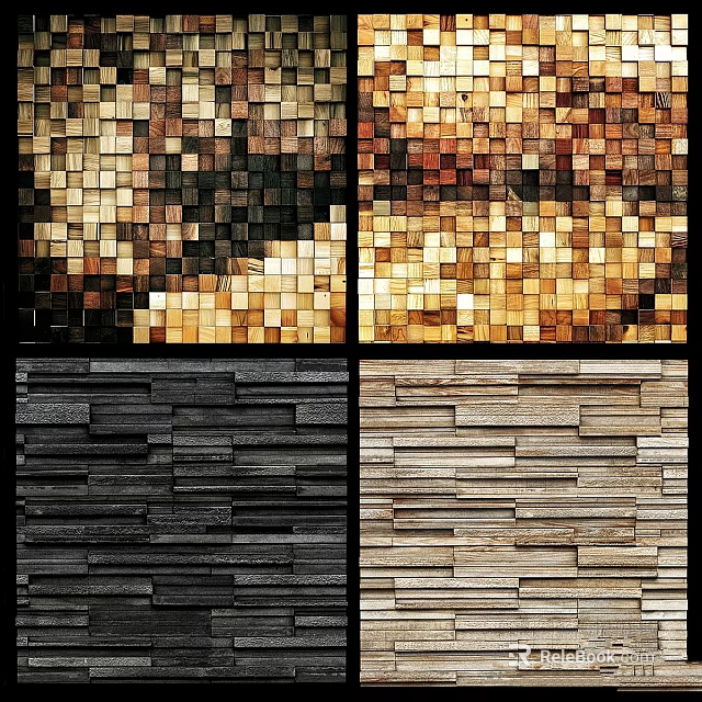 Wooden Wall Panel Designs With Various Colors And Textures For Interior 3d model