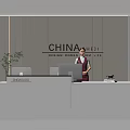 Modern reception desk bar reception hall 3d model