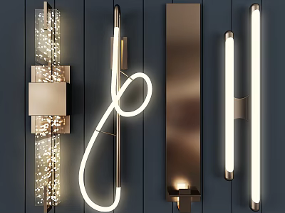 Modern Wall Lamps In Various Styles With Sleek Metal And Decorative Lighting Features 3d model