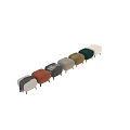Modern Velvet Ottoman With Orange Beige Upholstery And Wooden Legs