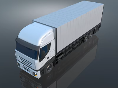 White Functional Cargo Truck With Large Box Body For Commercial Transportation 3d model