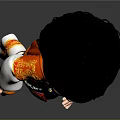 Cheerful Cartoon Girl With Black Short Hair In Red Embroidered Jacket And Blue Pants Dancing