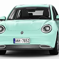 Mint Green Compact Car With Sunroof And Rounded Front Design 3d model