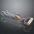 Stainless Steel Manual Kitchen Tool With Ergonomic White Handle And Decorative Rivet Design