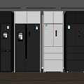 Modern Refrigerators Showcase Featuring Various Colors And Styles In Black White Grey