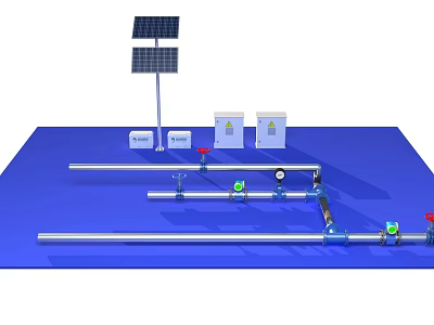 Industrial Equipment System Integrating Solar Panel Equipment Boxes Pipeline Valves And Monitoring Gauges 3d model