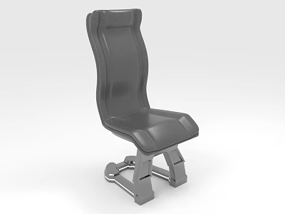 Modern Gray Single Chair With Ergonomic Backrest And Metal Base Design 3d model