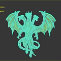 Majestic Golden Three Headed Dragon Mythical Creature With Wings And Tail