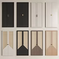 Varied Cabinet Doors Design With Black White Beige And Rattan Texture Details