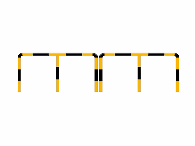 Yellow And Black Striped Road Safety Barriers For Traffic Control Purposes 3d model