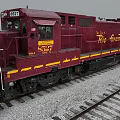 Maroon Rio Grande Train 6927 With Yellow Stripes On Railway Tracks