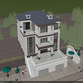 Modern Single Family House With Three Story Design Balconies Garage And Green Outdoor Seating