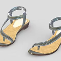 Stylish Women's Flat Sandals With Metallic Straps And Brown Leather Sole Design