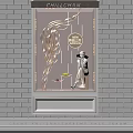 Elegant Shop Window Display Featuring Golden Wavy Decorations Hat Wearing Mannequin And New Products Sign