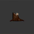 Natural Wooden Tree Stump Decorative Base Featuring Visible Growth Rings And Wooden Splinters