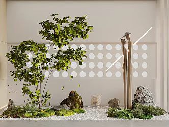 Modern plant landscape sketch courtyard sketch courtyard landscape tree plant pile 3d model