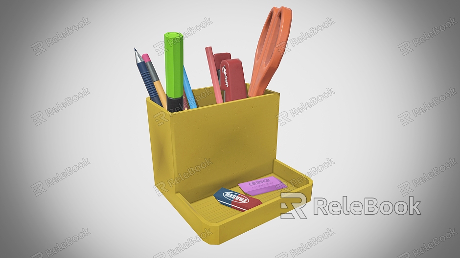 Office Desk Organizer Pencil Case Scissors Pencil Eraser model