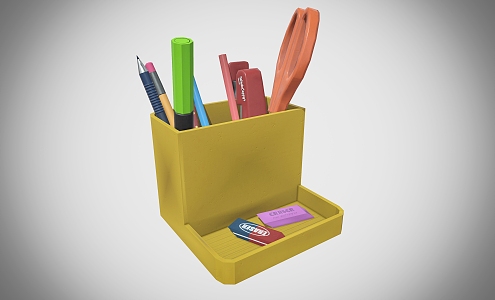 Office Desk Organizer Pencil Case Scissors Pencil Eraser 3d model