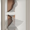 Modern Geometric Wall Decor With Stripe Patterns And Metallic Copper Accents