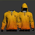 Stylish Orange Patterned Hoodie With Intricate Design And Front Pocket 3d model