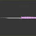 Pink Handle Tactical Knife With Silver Blade Striped Design Dark Background Reflection