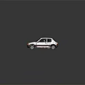 Three Small Car Models in Black Red White Colors Displayed on Shiny Reflective Surface