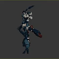 Blue Cybernetic Robotic Creature With Detailed Armored Structure And Mechanical Limbs