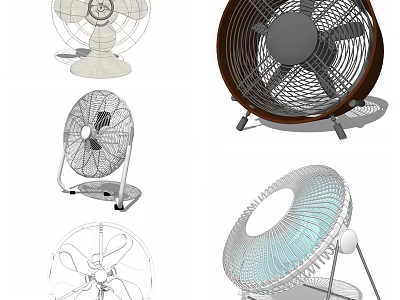 Modern Air Cooler Fans With Various Designs And Stand Structures 3d model