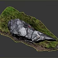 Natural Stone Rockery Decorative Ornament With Green Moss And Base