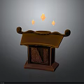Traditional Roof Ornament With Curved Decorations Carved Panel And Three Glowing Diamond Shapes On Top