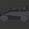 Gray Armored Tank Design With Cannon Reinforced Body And Windows